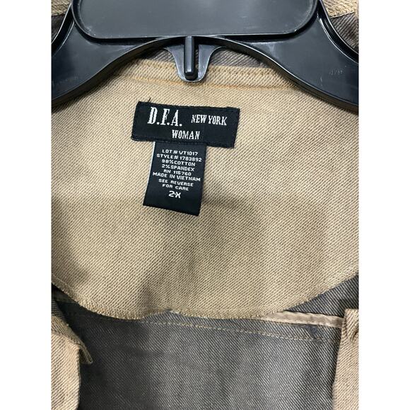 D.F.A New York Tan Ruffle Jacket Tie Front High Neck Size 2X Plus Steampunk - Picture 5 of 6